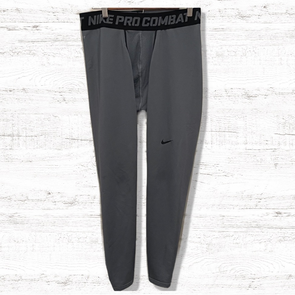 Men’s Nike Pro Combat Gray Leggings Full Length Men’s Size Large
